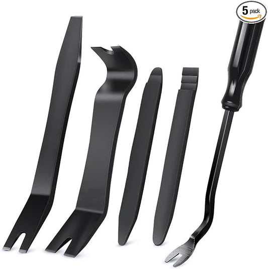 GOOACC 5 PCS Nylon Auto Trim Removal Tool Kit No-Scratch Removal Tool Kit for Car Clip Panel & Audio Dashboard Dismantle Black