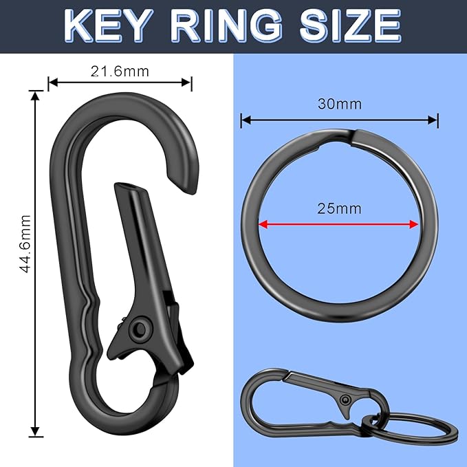 3Pack Assorted Metal Carabiner Clip, Small Keychain Rings, Mini EDC Key Ring Chain Holder Organizer for Purse Charm Hook, Car Keychain, Paracord Keychain Lanyard, Key Fob for Men and Women