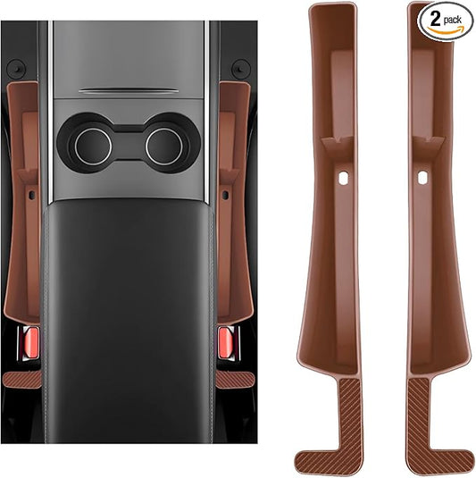 KVAEY 2PCS Car Seat Gap Filler, Automotive Seat Organizer Fill The Gap Between Seat and Console, Universal Car Gap Seat Storage for Phone Wallets and Keys, Car Accessories (Brown)