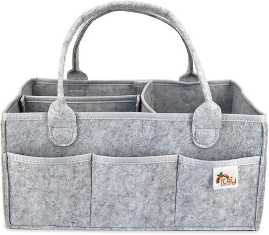 Diaper Caddy, Diaper Organizer, Nursery Storage and Car Organizer for Baby - Large Size - (Cloud Grey)