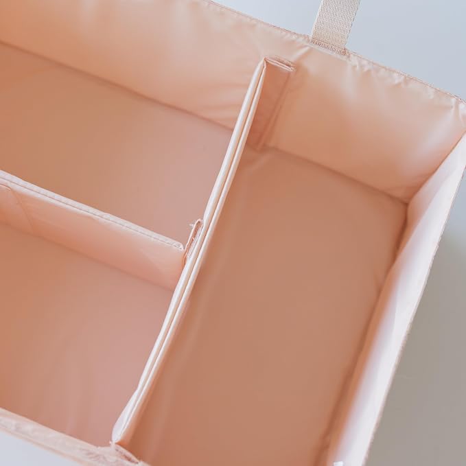 Tiny Twinkle Diaper Caddy Organizer – Foldable Baby Storage Basket with Removable Divider | Waterproof & Mess-Proof Fabric, Portable Nursery Organizer for Newborn Essentials(Shine)