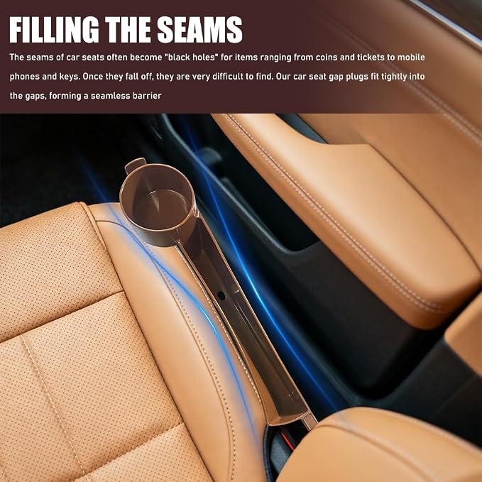 2PCS Car Seat Gap Filler Organizer, Console Side Organizer, Seats Gap Organizer with Phone Holder, Multifunctional Car Seat Filler Gap Space Prevents Things Dropping for Most Vehicles (Orange)