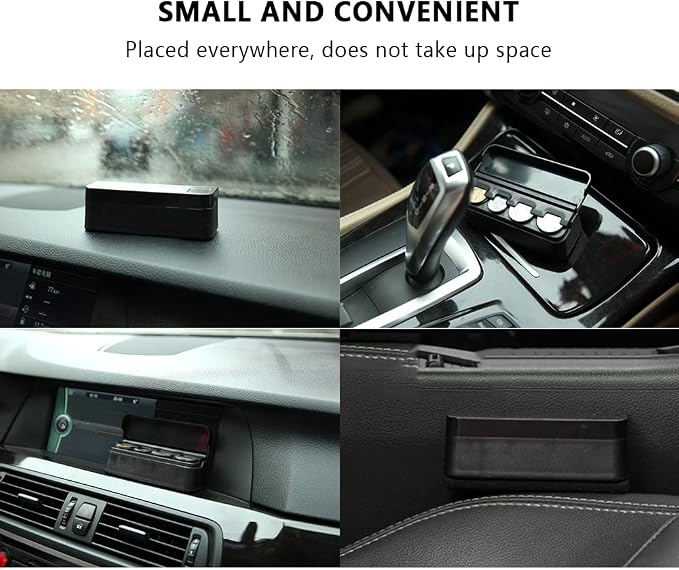 Compact Coin Holder for Car - 4 Compartment&Automatically Holds Coins Coin Organizer(1 Dollar,Quarter,Dimes) - Universal Center Console Coin Case for Car Taxi SUV Truck
