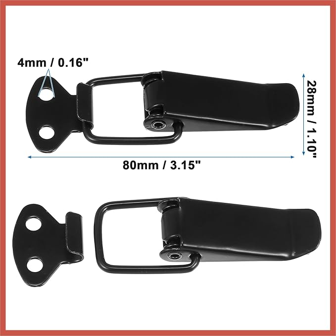 ACROPIX Universal Car Bumper Security Hook Lock Clips Quick Release Hook Clips for Car Trunk Quick Release Fasteners for Trunk Bumpers Fenders Black 80x28mm 2pcs Car Parts