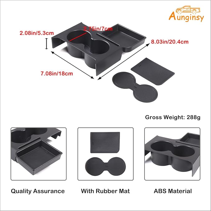 Aunginsy Center Console Cup Holder Compatible with Ford Maverick 2022-2025 2026, Front Seat Armrest Box Dual Cup Holders Insert Expander Organizer Tray Drink Water Bottle Holder with Mat Accessories