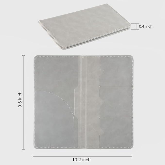UYYE Auto Car Registration and Insurance Documents Holder - PU Leather Vehicle Glove Box Documents Organizer Wallet, Car Interior Accessories Case Holder for Essential Automobile Documents（Grey）