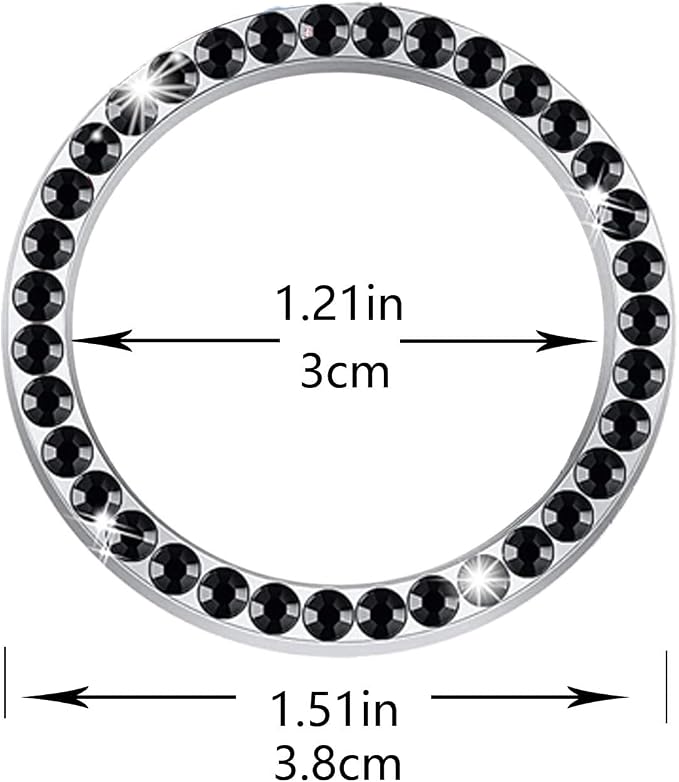 10 Pcs Bling Car Interior Accessories，Universal Car Seat Headrest Hook，Bling Car Start Button Ring Covers，Bling Car Coasters, Bling Cup Holder Insert Coasters