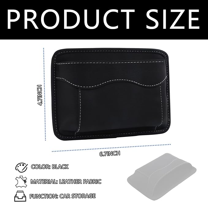 Black Car Seat Side Pocket Organizer - Change Holder, Pouch, Leather Cell Phone Sunglasses Holder, Seat Gap Filler Accessories Organizer