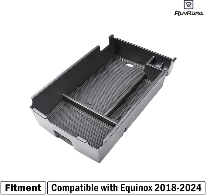 RUNROAD Center Console Organizer Tray Compatible with Chevy Equinox 2018 2019 2020 2021 2022 2023 2024 Accessories, Insert Armrest Tray Secondary Storage Box Coin Holder, Black