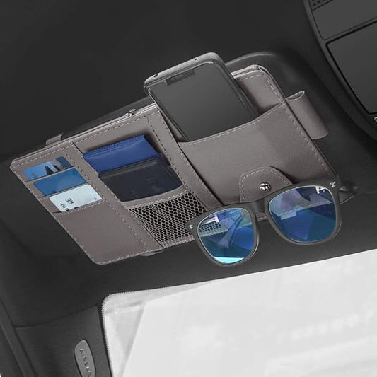 Car Sun Visor Organizer, Auto Interior Accessories Pocket Organizers, Registration and Document Holder, Personal Belonging Storage Pouch Organizer, Items for Car Vehicle (Grey)