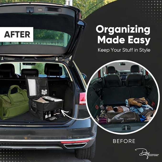 Golf Accessories for Men - Unique Golfer Gifts for Men - Versatile and Ventilated Golf Storage Bag with Shoe Organizer, Ideal for SUV & Car - Durable Golf Trunk Locker Gift Idea