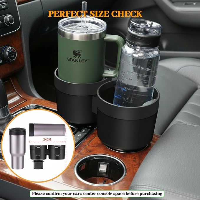 Water Cups Holder Expanders 2 in 1 Cup Holders Drinks Storage Expander Case for Cars Trucks Autos Universal Car Cup Holder for,Insert with Expandable Base, Fits Yeti, Hydroflask, Large Water Bottles