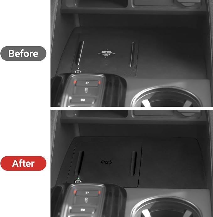 Wireless Charging Anti-Slip Mat Compatible with Honda 2023-2026 Pilot & 2026 Passport Accessories Wireless Charging Mat with Indicator Light Port Center Console Liner Black Silicone Material