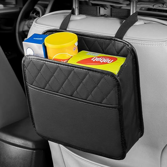 Car BaCar Back Seat Organizer, PU Leather Hanging Storage Rack with Tablet Holder & Tissue Pocket, Multi-Pocket Car Storage Bag for Rear Seat, Universal Fit for Vehicles, Black