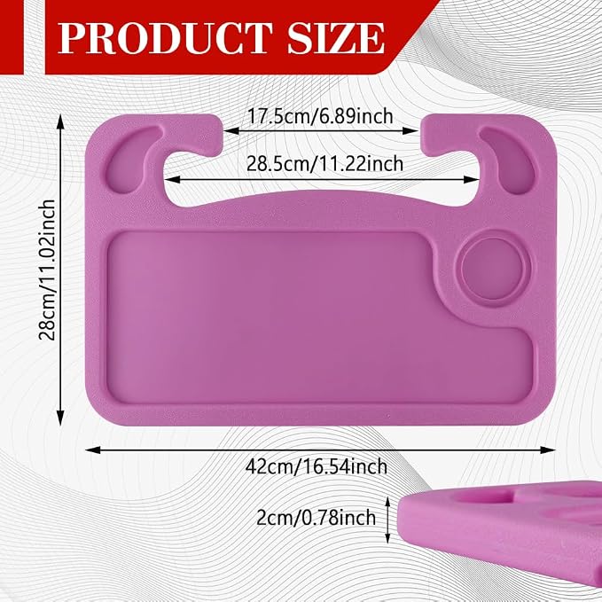 2 in 1 Car Steering Wheel Desk, Car Tray, Car Steering Wheel Desk Tray & Auto Seat Gap Filler Organizer, Multipurpose Travel Auto Steering Wheel Under Table Console for Most Vehicles (Pink)