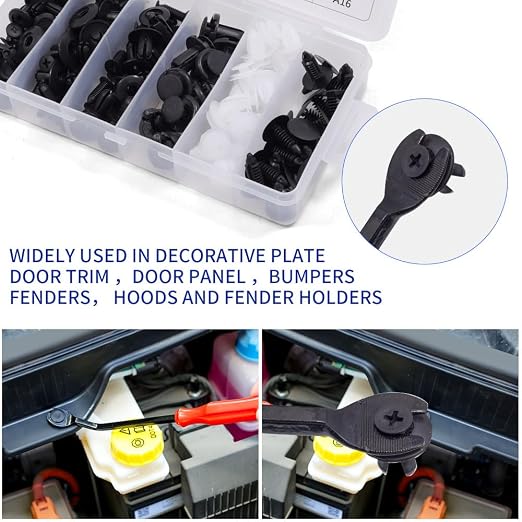 100 PCS Bumper Retainer Clips Car Rivets Fasteners Retainer Kit and 1 Fastener Removers Most Popular Sizes Auto Push Pin Rivets Set -Door Trim Panel Fender Clips for Most Models