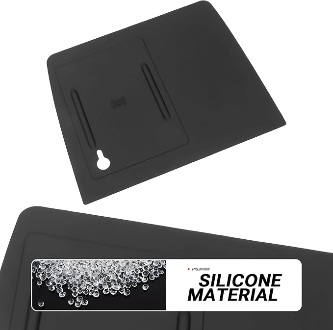Wireless Charging Anti-Slip Mat Compatible with Honda 2023-2026 Pilot & 2026 Passport Accessories Wireless Charging Mat with Indicator Light Port Center Console Liner Black Silicone Material