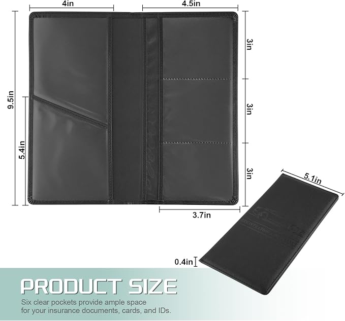 JUSTTOP 2Pack Car Registration and Insurance Holder,Car Document Holder for Cards License with Magnetic Shut,Vehicle Glove Box Car Organizer for Documents, Cards, License(Black)