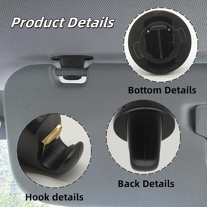 Interior Sun Visor Hook Clip Bracket Fit for Volkswagen Atlas,for Touran,for Tiguan for T-ROC,for T-Cross,for Passat,for Golf MK7,MK8,for Crafter,for Arteon,2014-2024,(1pcs Black)