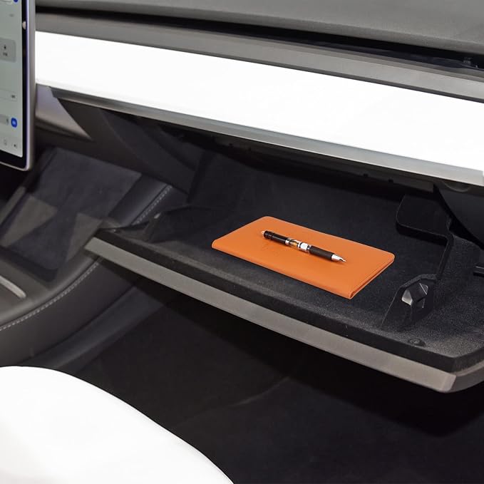 Car Registration and Insurance Holder, Premium Leather Insurance and Registration Holder,vehicle Glove Box Car Organizer, with Magnetic Shut for Cards, Driver License (Orange)