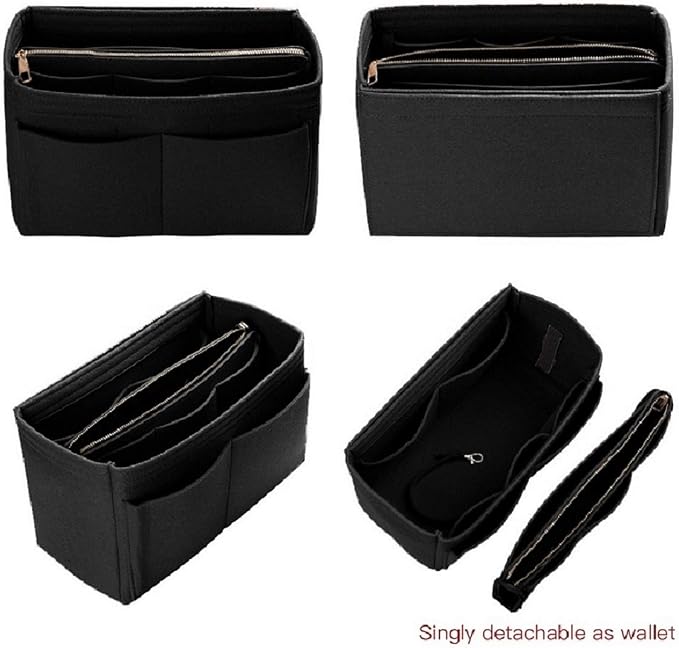 ZTUJO Purse Organizer Insert, Felt Bag Organizer with Metal Zipper, Handbag & Tote Shaper, For Speedy Neverfull Tote, 7 Sizes
