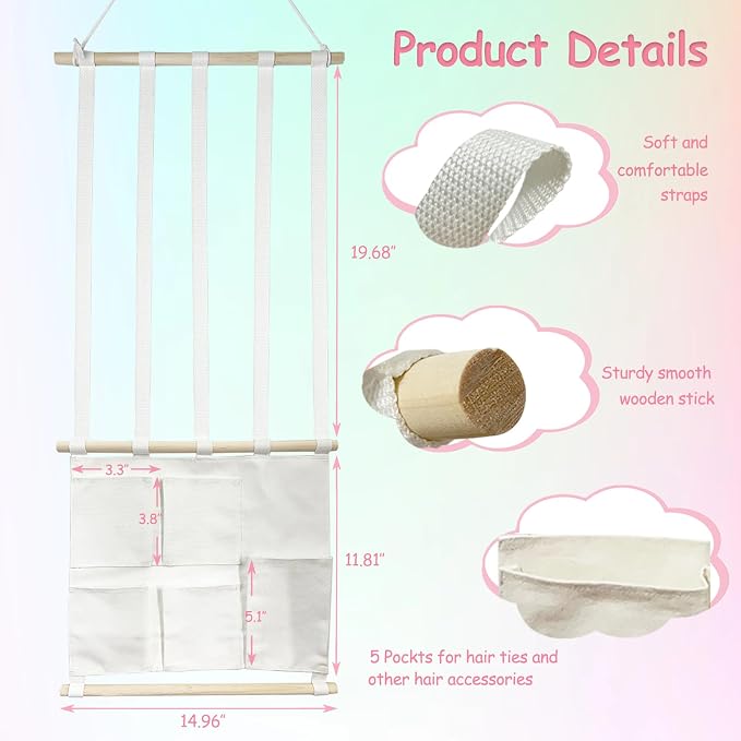 Headband Holder Bow Organizer for Girls, Hair Clips Headband Organizer, Hair Accessories Storage Wall Hanging Decor for Girls Room