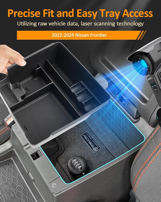 CDEFG 2022-2025 2026 Frontier Center Console Organizer Tray for Nissan Frontier Accessories Armrest Storage Box Insert Tray for Frontier S,SV,Hardbody Edition,Pro-X,Pro-4X,SL Arm Rest
