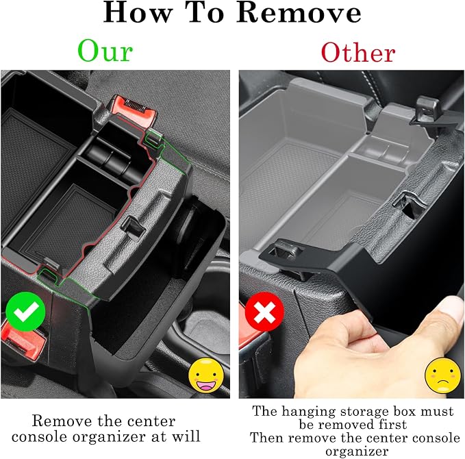Eamplest Center Console Organizer for Jeep Wrangler JL/JLU 2018-2026 & Gladiator JT 2020-2024 2025 2026 Accessories Gear Shift Side Tray Organizer, Hanging Armrest Storage Box - 3PCS (Not for JK/JKU)