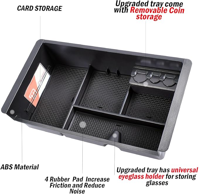 Center Console Organizer for 2014-2018 Chevy Silverado 1500 / GMC Sierra 1500 Accessories and 2015-2019 Sierra/Silverado 2500/3500HD and 15-2020 Yukon/Yukon XL/Tahoe/Suburban Armrest Storage Box black