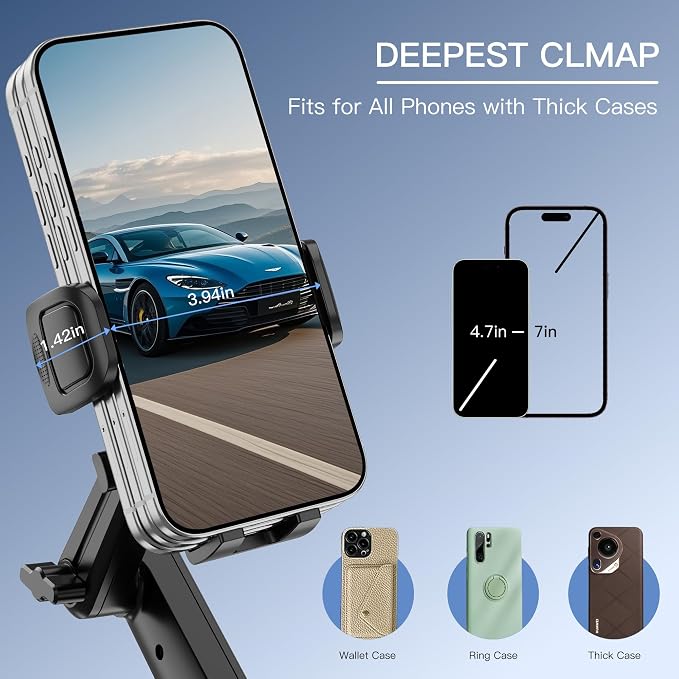 Cup Holder Phone Mount, Cup Phone Holder Expander [2026 Upgraded] 20.5" Height Adjustable Long Arm Phone Holder for Your Car Fit All 4.0-7.0in Smartphones iPhone Most Bottles