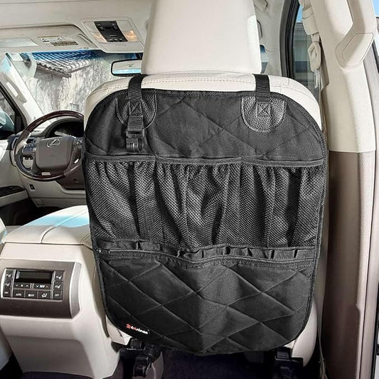 Rydura Car Seat Back Organizer – Waterproof Kick Mat Protector with Multiple Pockets – Backseat Storage for Kids, Pets & Travel – Durable & Easy to Clean – Universal Fit for Cars, Trucks & SUVs