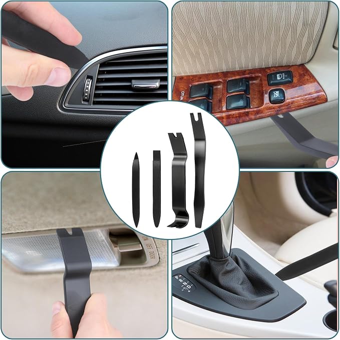 Aleric 9 Pcs Auto Trim Removal Tool Kit - Plastic Pry Tool for Door Panel Dashboard Clip Remover, Fasteners Remover, Car Trim Removal Tool Kit with Precision Hook and Pick Set for Automotive