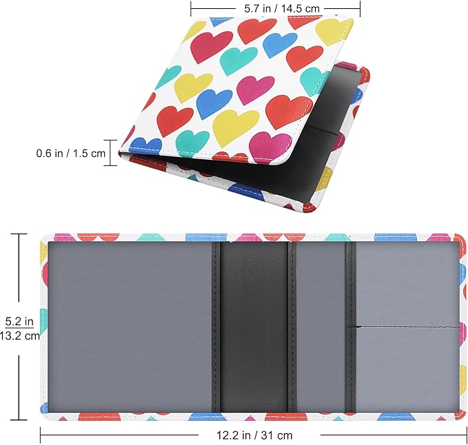 LumiMokki Car Registration and Insurance Holder, Leather Registration and Insurance Card Holder, Vehicle Glove Box Organizer - For Documents, Cards, License (Heart symbol)