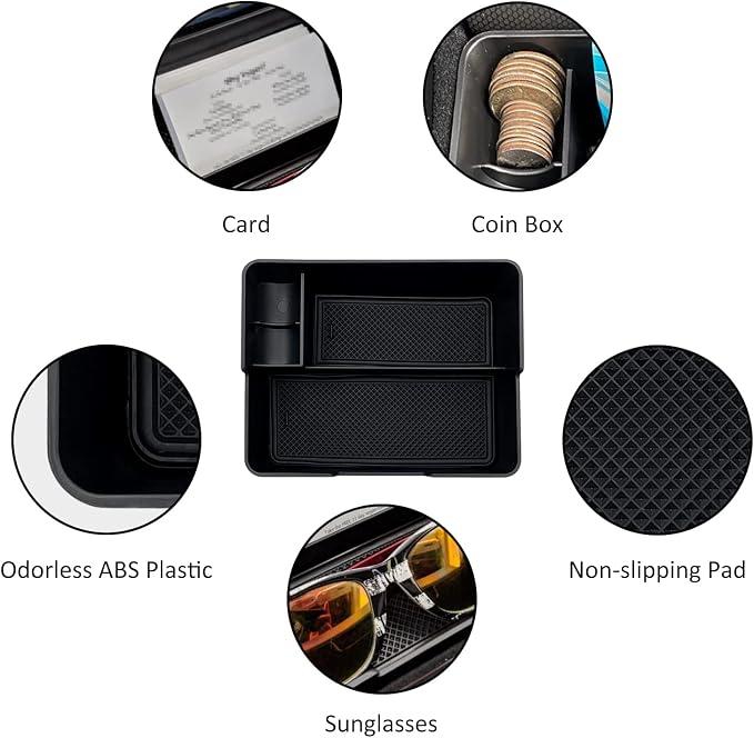 Compatible with Tesla Model 3/Y Accessories Center Console Organizer Tray Fits for Tesla Model 3 2017 2018 2019 2020 /Model Y 2020 （The cover closed Rotary version）