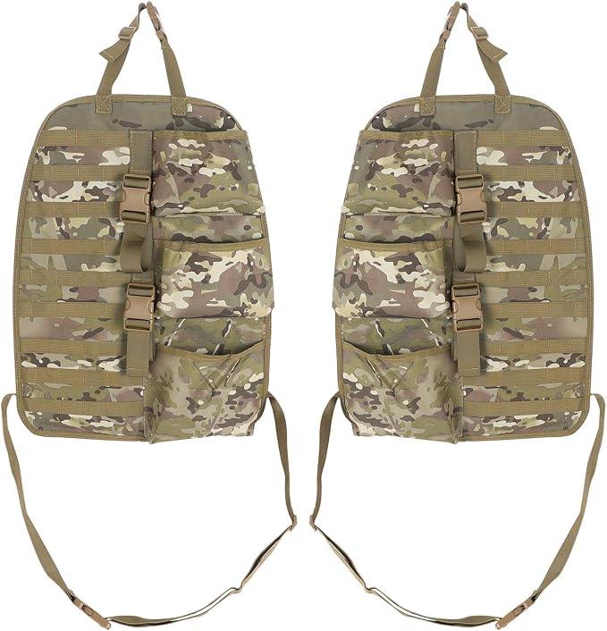 SUNPIE 2 Pcs Seat Back Truck Gun Rack,Automotive Gun Racks with Molle Panel Universal Seatback Storage Pockets Tactical Car Seat Back Organizer for Hunting Accessories Storage,Camouflage