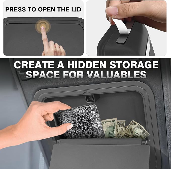 Muslogy Center Console Hidden Organizer Compatible with 2024-2026 GMC Acadia & Chevy Traverse & 2025-2026 Buick Enclave Accessories One-Touch Armrest Hidden Storage Box Secret Compartment Insert Tray