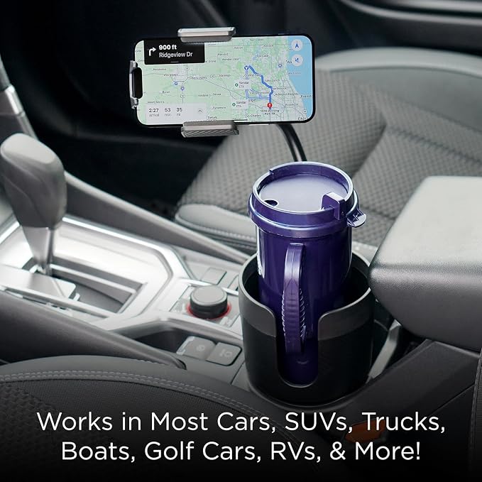 Limitless CupCargo Cup Holder Expander and Phone Mount with Adjustable Base and Flexible Neck