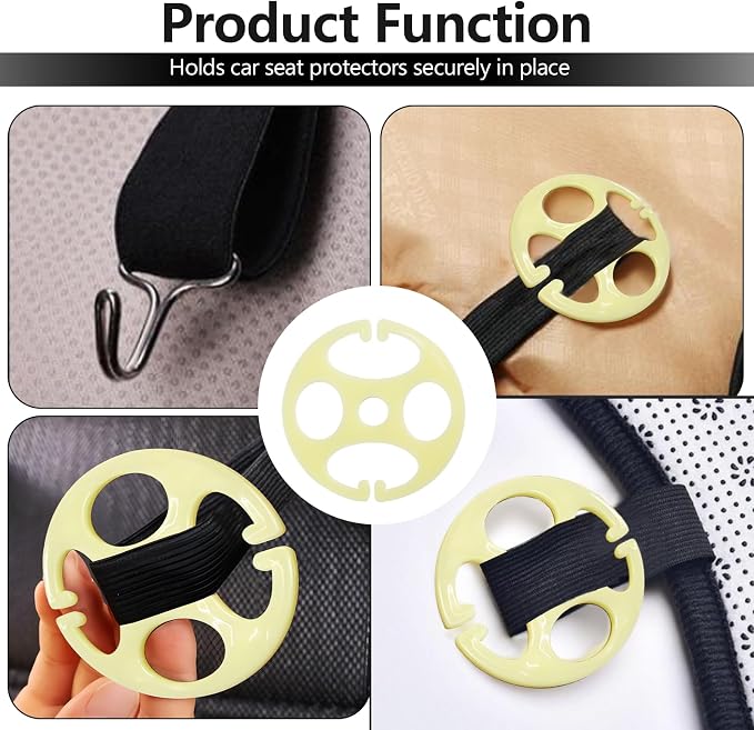 24PCS Car Seat Cover Plum Plate Metal Hook, 12PCS Plastic Car Seat Covers Chucks Fixed Fastener Buckle, 12PCS Metal Hooks Set Locking Clips for Car Seat Replacements Accessories (Beige)