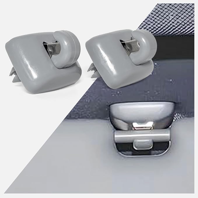 Click&Fit Sun Visor Clips for Audi A1 A3 A4 A5 Q3 Q5 TT 8U0857562A, Grey | Fits for A4 Q5 A5 A3 A1 Q3 TT. Grey Pair, Sunvisor Holders, replaces 8E0857562.