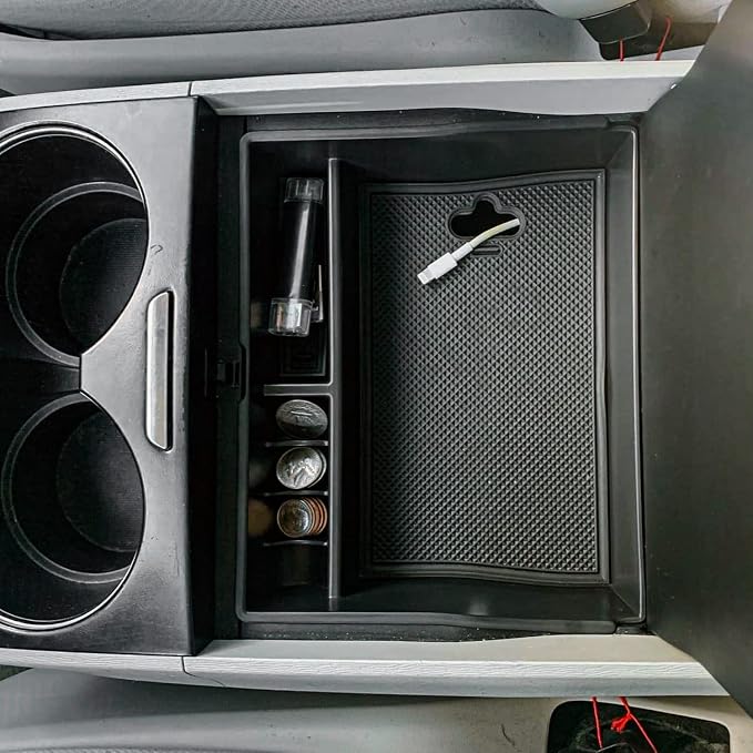 EDBETOS Center Console Organizer Tray Compatible with Toyota Sienna Accessories 2011-2015 2016 2017 2018 2019 2020 Secondary Armrest Storage Glove Box Dividers MPV ABS Black Materials (Black Trim)