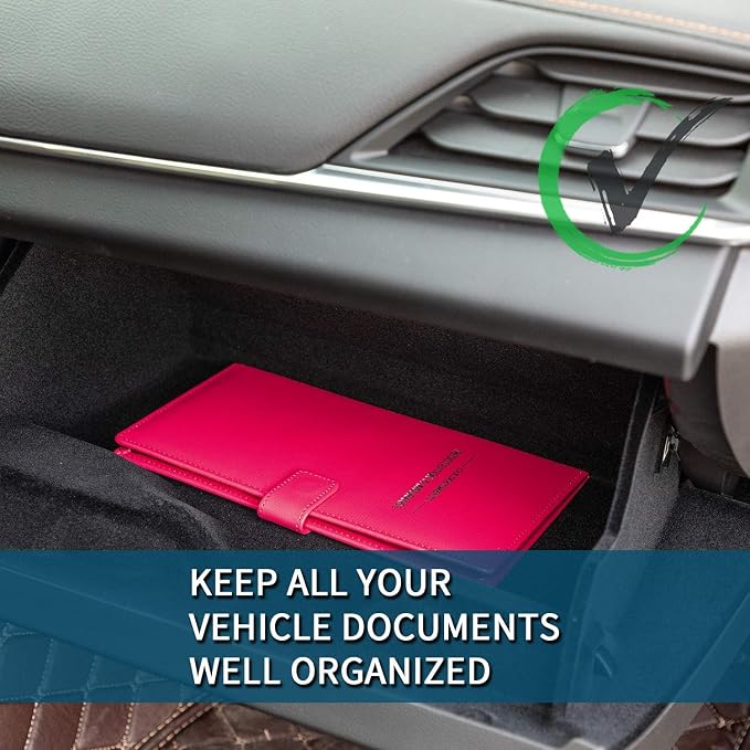 GNEGNI Car Registration and Insurance Holder, Premium PU Leather, 7-Pocket Vehicle Glove Box Car Organizer with Magnetic Closure for Driver License, Cards, 5.12" x 9.25