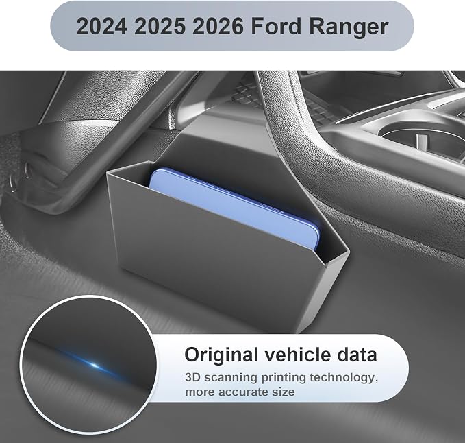 SKTU Upgrade 2PCS for 2024 2025 2026 Ford Ranger Center Console Organizer for 2024-2026 Ford Ranger (XL/XLT/Lariat/Raptor) Central Console Hanging Storage Box Ford Ranger 2024 2025 2026 Accessories