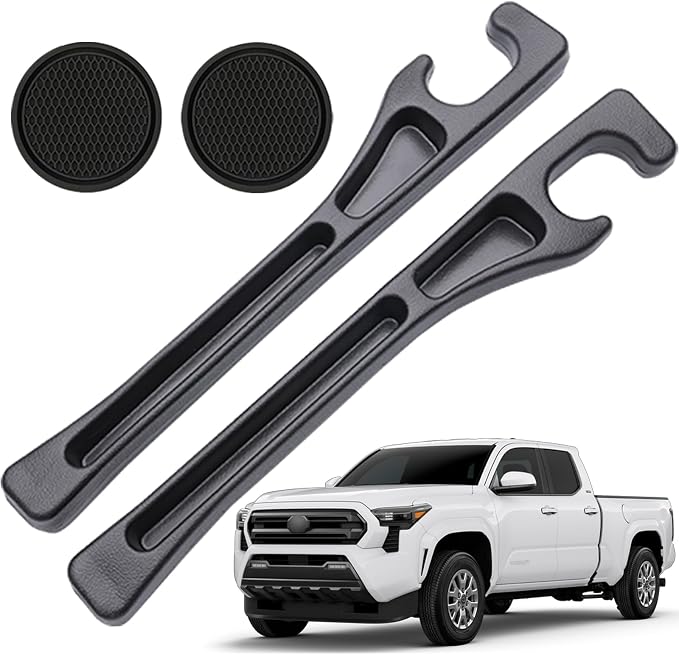 Pukonger Car Seat Gap Filler Compatible with Toyota Tacoma Accessories Seat Gap Plug Blocker with Storage Slot Organizer Non-Slip Car Cup Holder Coaster 2 Pack Black