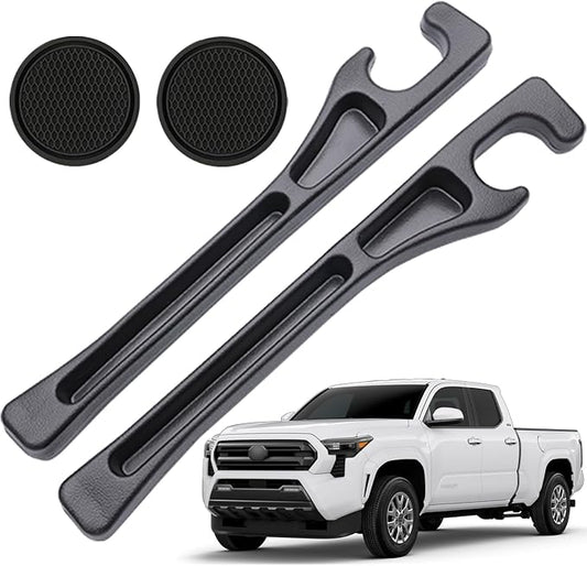 Pukonger Car Seat Gap Filler Compatible with Toyota Tacoma Accessories Seat Gap Plug Blocker with Storage Slot Organizer Non-Slip Car Cup Holder Coaster 2 Pack Black