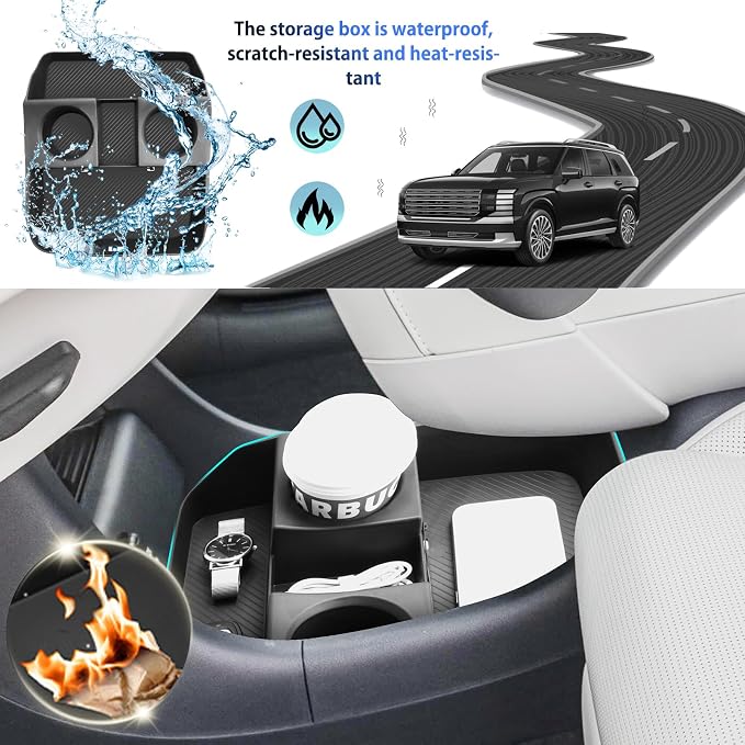 SHAOHAO 2 Pcs for 2026 Hyundai Palisade Lower Organizer for 2026 Hyundai Palisade Accessories Under Console Organizer & Cup Holder 2026 Palisade LX3 Buttom Insert Storage Box Tray (Only for 7-Seat)