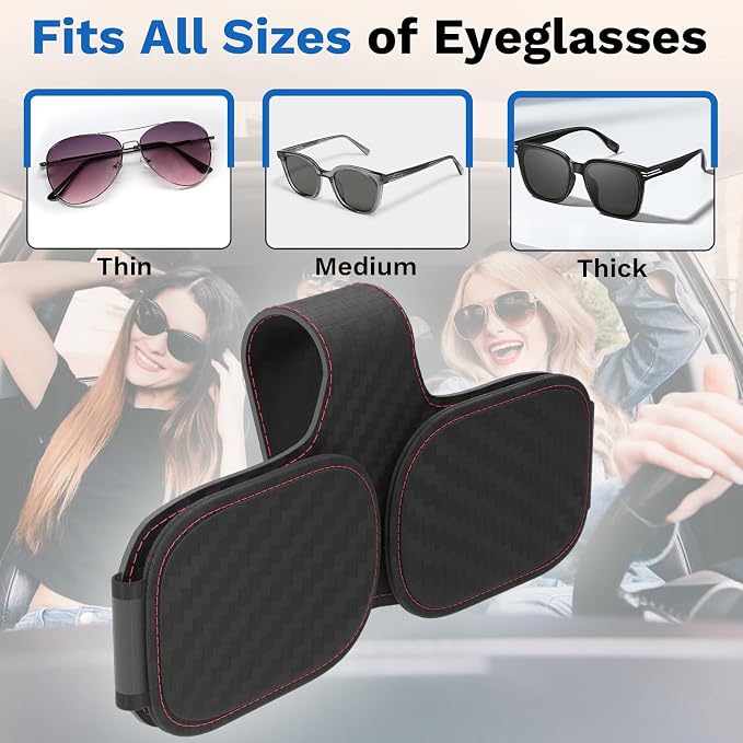 BFXM Sunglass Holder for Car Double Clip, Car Accessories Sunglasses Clip for Car Visor, Magnetic Leather for Car Visor, Cars Sun Visor Ticket Card Clip
