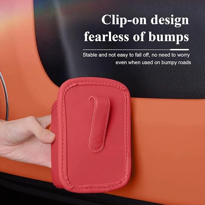 Car Cup Holder, Waterproof Leather Car Door Cup Holder, Clip-On Back Seat Storage Bag & Trash Can, Universal Hanging Drink & Phone Organizer Pocket for Most Cars (Red)