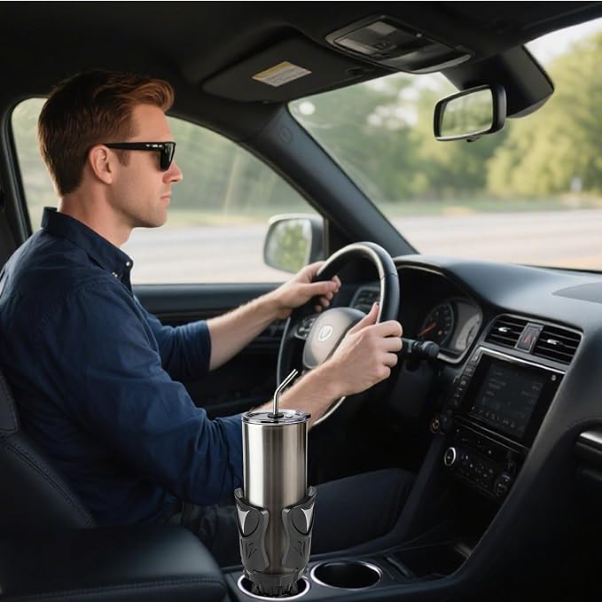 Car Cup Holder Expander, Large Cup Holder Adapter for Car | Water Bottle Holder Extender, Adjustable Drink Holder for Car Fits Yeti, Hydro Flask 24/32oz, Black