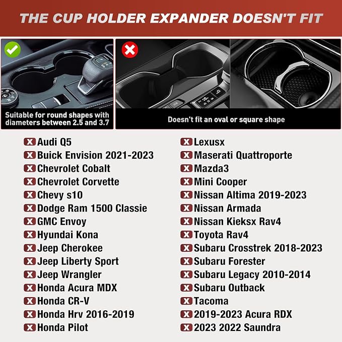Frokom Cup Holder Expander for Car,Upgraded Car Cup Holder Expander Adapter with Offset Adjustable Base, Fit Most Large Bottles and Mugs-Yeti Ramblers 14/24/36/46oz, Hydro Flasks 32/40oz