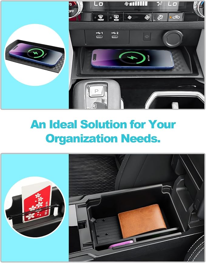 CDEFG 3Pcs for 2025 2026 Mitsubishi Outlander Center Console Organizer for 2025 2026 Mitsubishi Outlander Accessories Middle Console & Wireless Charging Cover & Cup Holder(for Gas Version Only)